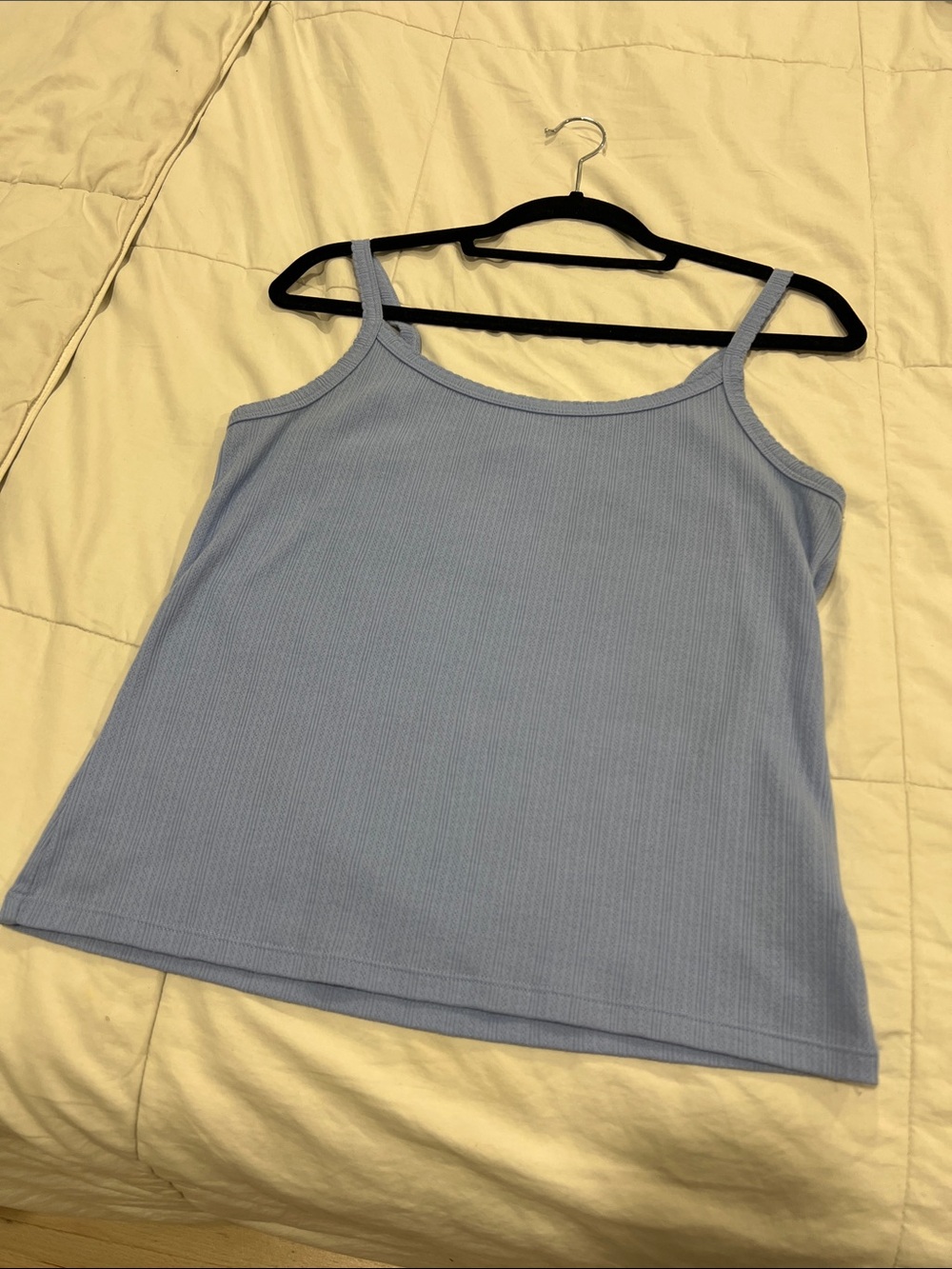 Classic Ribbed Spaghetti Strap Tank Top - Light Blue
